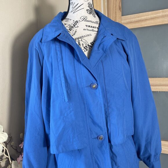 BRAETON Women's Lightweight Jacket Blue Button Up Adjustable Waist Medium - Picture 2 of 7